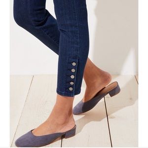 Loft Petite button cuff skinny jean rich MidIndigo